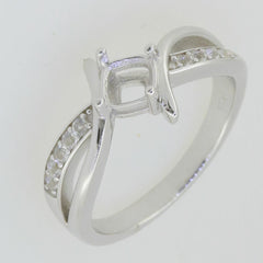 Sterling Silver Semi Mount Ring Setting Cushion CU 5x5mm White Topaz - Syzjewelry