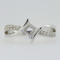 Sterling Silver Semi Mount Ring Setting Cushion CU 5x5mm White Topaz - Syzjewelry