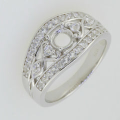 Sterling Silver Semi Mount Ring Setting Round RD 5.0mm White Topaz GTL20324R - Syzjewelry