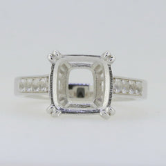 Sterling Silver Semi Mount Ring Setting Cushion CU 10X10mm White Topaz GTL20 - Syzjewelry