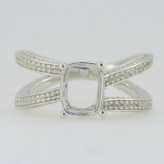 Sterling Silver Semi Mount Ring Setting Cushion CU 9x7mm White Topaz GTL207x - Syzjewelry