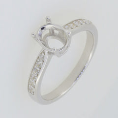 Sterling Silver Semi Mount Ring Setting Oval OV 8X6mm White Topaz GTL20334R - Syzjewelry