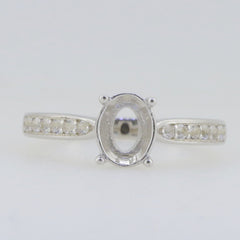 Sterling Silver Semi Mount Ring Setting Oval OV 8X6mm White Topaz GTL20334R - Syzjewelry