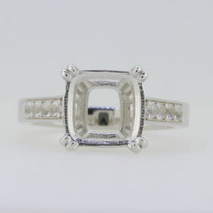 14K White Gold Semi Mount Ring Setting Cushion CU 10X10mm - Syzjewelry