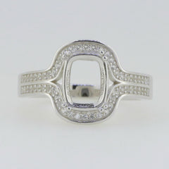 14K White Gold Semi Mount Ring Setting Cushion CU 9x7mm GTL20281R14K - Syzjewelry