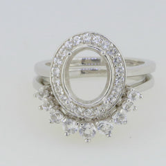 2 PC set 14K White Gold Semi Mount Ring Setting Oval OV 11X9mm - Syzjewelry