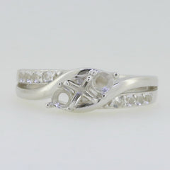 14K White Gold Semi Mount Ring Setting Round RD 4.0mm - Syzjewelry