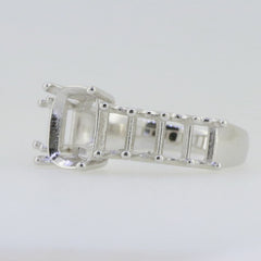 14K White Gold Semi Mount Ring Setting Cushion CU 9x7mm OCT 5x3mm - Syzjewelry