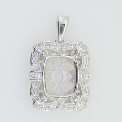 Sterling Silver Semi Mount Pendant Setting Cushion CU 12X10mm White Topaz - Syzjewelry