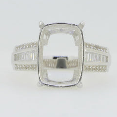 Sterling Silver Semi Mount Ring Setting Cushion CU 14x10mm White Topaz - Syzjewelry