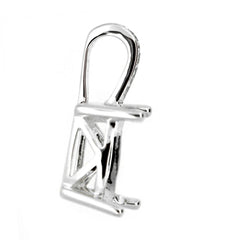 Sterling Silver Semi Mount Pendant Setting Cushion Cu 9x9mm W/ White Topaz L003P - Syzjewelry