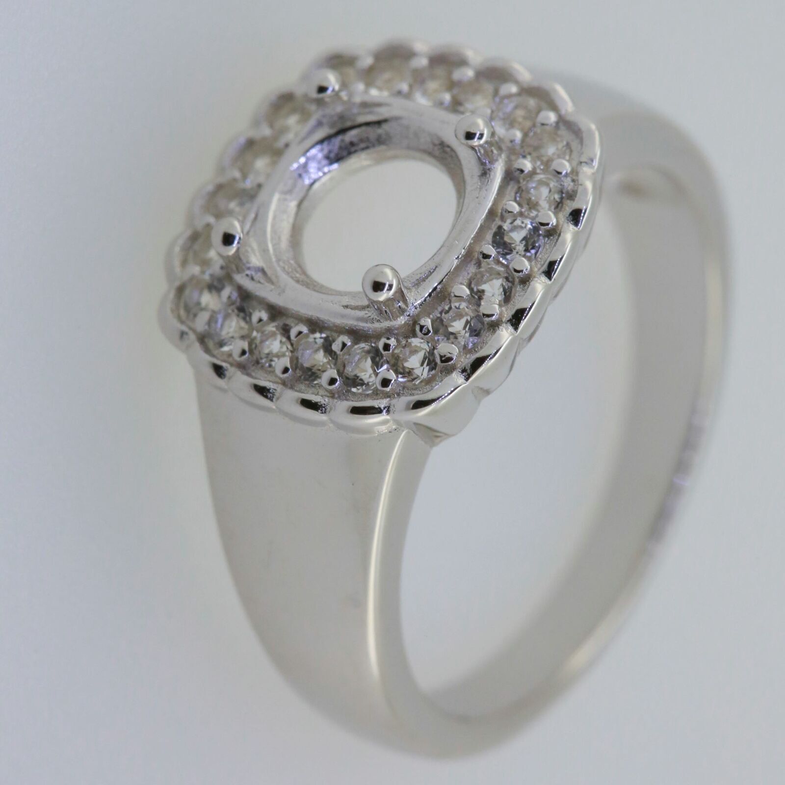 Sterling Silver Semi Mount Ring Setting Round RD 7x7mm White Topaz PJC7742R - Syzjewelry