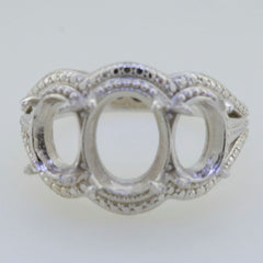 Sterling Silver Semi Mount Ring Setting Oval OV 10X8mm 8x6mm 3 stones Solid - Syzjewelry