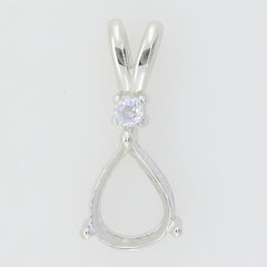 14K White Gold Semi Mount Pendant Setting Pear PE 9X7mm - Syzjewelry