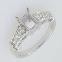 14K White Gold Semi Mount Ring Setting Emerald Cut OCT 7x5mm - Syzjewelry