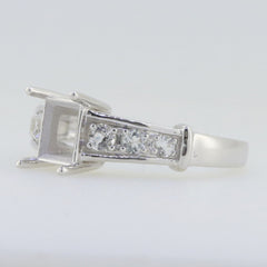 14K White Gold Semi Mount Ring Setting Emerald Cut OCT 7x5mm - Syzjewelry