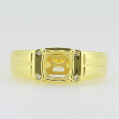 Men's Sterling Silver Semi Mount Ring Setting Cushion CU 8X8mm Yellow Gold - Syzjewelry