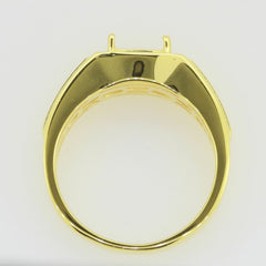 Men's Sterling Silver Semi Mount Ring Setting Cushion CU 8X8mm Yellow Gold - Syzjewelry