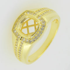 Men's 10K Yellow GoldSemi Mount Ring Setting Cushion CU 8X8mm PJC14001R10KY10 - Syzjewelry