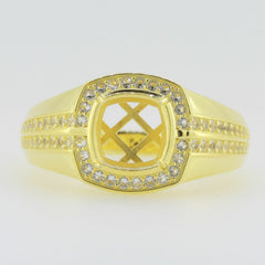 Men's 10K Yellow GoldSemi Mount Ring Setting Cushion CU 8X8mm PJC14001R10KY10 - Syzjewelry