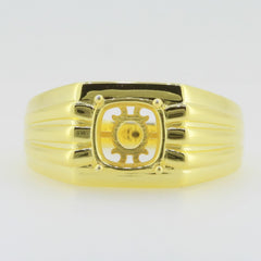 Men's 10K Yellow GoldSemi Mount Ring Setting Cushion CU 8X8mm PJC19575R14KY - Syzjewelry