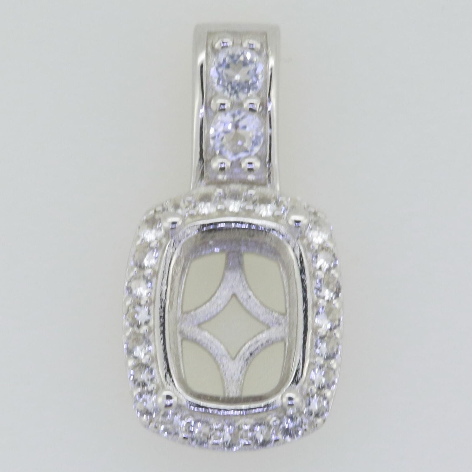 14K White Gold Semi Mount Pendant Setting Cushion CU 9x7mm PJC14980P14KW - Syzjewelry