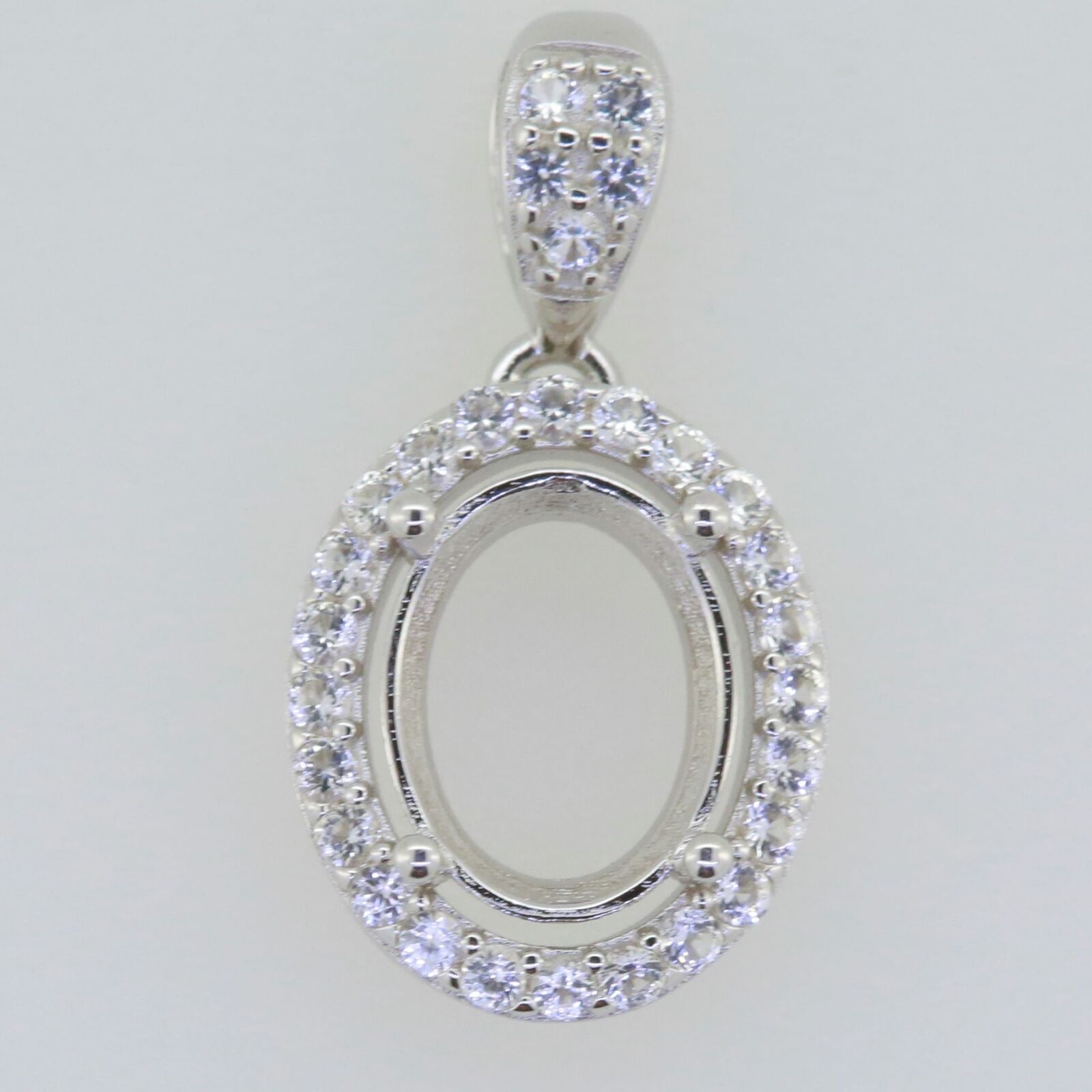 14K White Gold Semi Mount Pendant Setting Oval OV 10X8mm PJC9018P14KW-1 - Syzjewelry