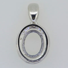 14K White Gold Semi Mount Pendant Setting Oval OV 10X8mm PJC9018P14KW-1 - Syzjewelry