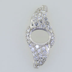 14K White Gold Semi Mount Pendant Setting Oval OV 8X6mm - Syzjewelry