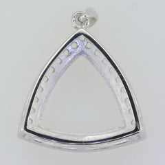 14K White Gold Semi Mount Pendant Setting Trillion TR 13X13mm - Syzjewelry