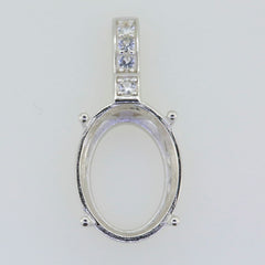 14K White Gold Semi Mount Pendant Setting Oval OV 16X12mm DK19210P14KW - Syzjewelry