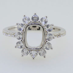 14K White Gold Semi Mount Ring Setting Cushion CU 9x7mm GTL20279R14KW - Syzjewelry