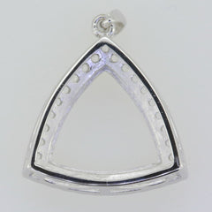 Sterling Silver Semi Mount Pendant Setting Trillion TRI 13X13mm Halo Topaz - Syzjewelry