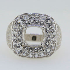 Sterling Silver Semi Mount Ring Setting Cushion CU 8x8mm White Topaz PJC2322 - Syzjewelry