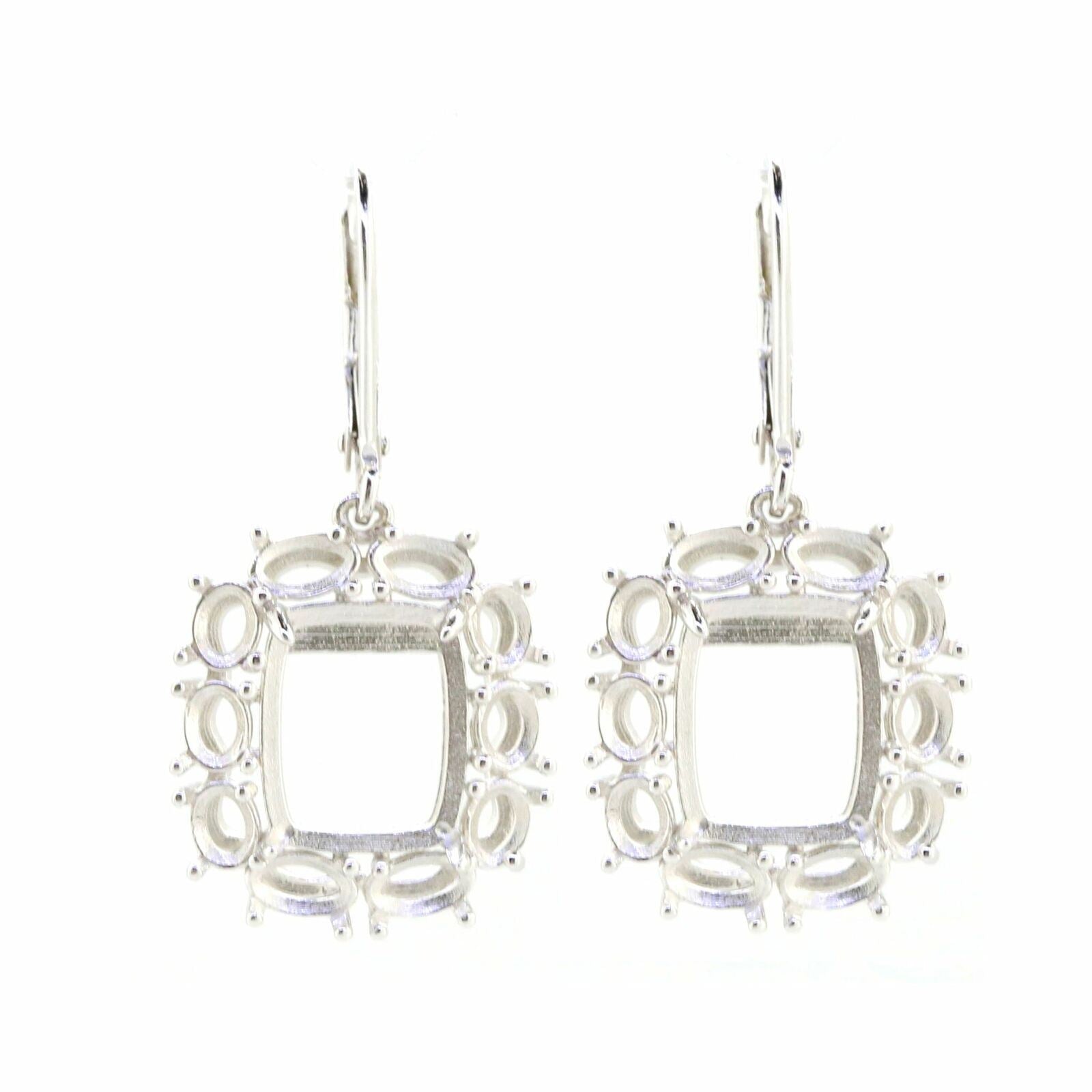 14K White Gold Semi Mount Earrings Setting Cushion CU 11X9mm Solid - Syzjewelry