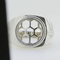 14K White Gold Semi Mount Ring Setting Round RD 12x12mm Cabochon Solid - Syzjewelry