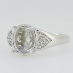 14K White Gold Semi Mount Ring Setting Oval OV 11X9mm - Syzjewelry