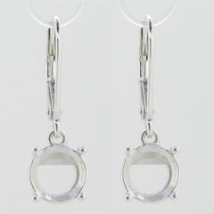 Sterling Silver Semi Mount Earrings Setting Round RD 8x8mm White Topaz GTL19 - Syzjewelry