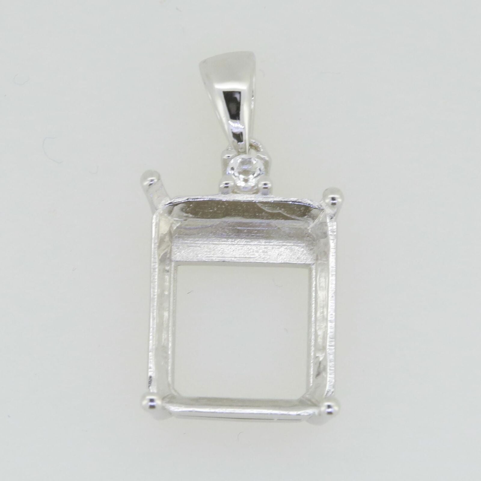 Sterling Silver Semi Mount Pendant Setting Emerald OCT 12X10mm - Syzjewelry