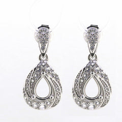 Sterling Silver Semi Mount Earrings Setting Pear PE 7X5mm White Topaz PJC - Syzjewelry