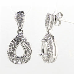 Sterling Silver Semi Mount Earrings Setting Pear PE 7X5mm White Topaz PJC - Syzjewelry