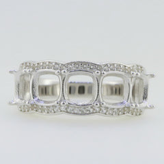 Sterling Silver Semi Mount Ring Setting Cushion CU 6x6mm White Topaz - Syzjewelry