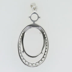 Sterling Silver Semi Mount Pendant Setting Oval OV 16x12mm White Topaz - Syzjewelry