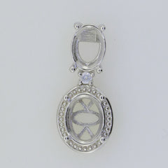 Sterling Silver Semi Mount Pendant Setting Oval OV 9X7mm White Topaz - Syzjewelry