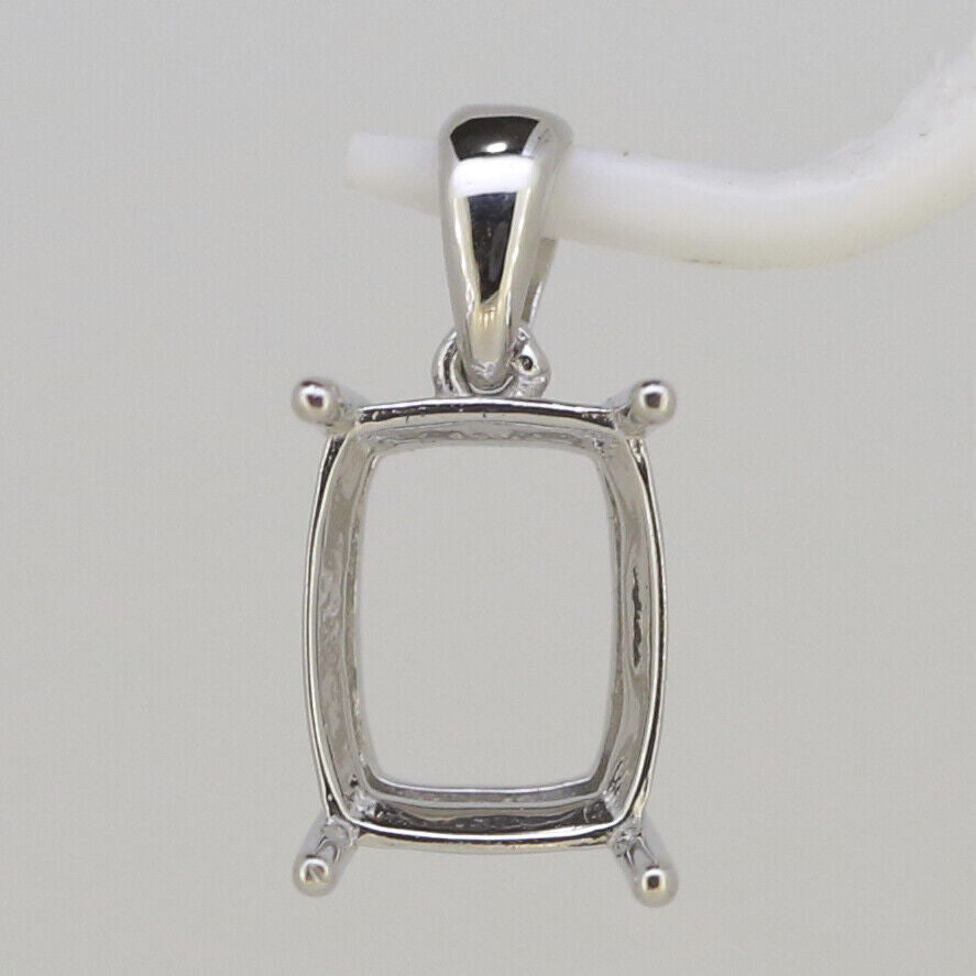 Sterling Silver Semi Mount Pendant Setting Cushion CU 12x10mm L236P235W-D350 - Syzjewelry