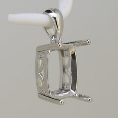 Sterling Silver Semi Mount Pendant Setting Cushion CU 12x10mm L236P235W-D350 - Syzjewelry