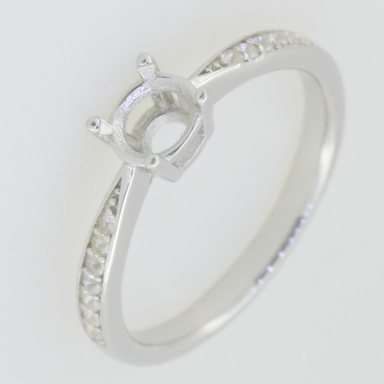 14K White Gold Semi Mount Ring Setting Round RD 5x5mm - Syzjewelry