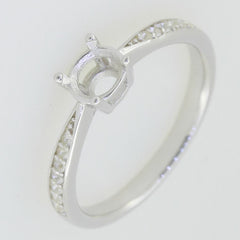 14K White Gold Semi Mount Ring Setting Round RD 5x5mm - Syzjewelry