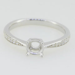 14K White Gold Semi Mount Ring Setting Round RD 5x5mm - Syzjewelry