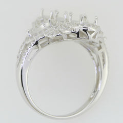 14K White Gold Semi Mount Ring Setting Oval OV 7X5mm PE 6x4mm - Syzjewelry